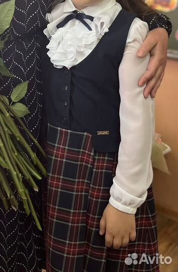 Choupette сарафан и блузка школьные 140
