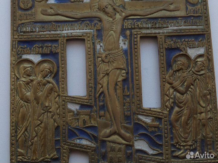 Крест с 2 эмалями, размер 22,0х 14,2 см. 19 век