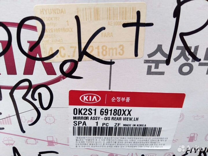 Зеркало наружное правое (мех)