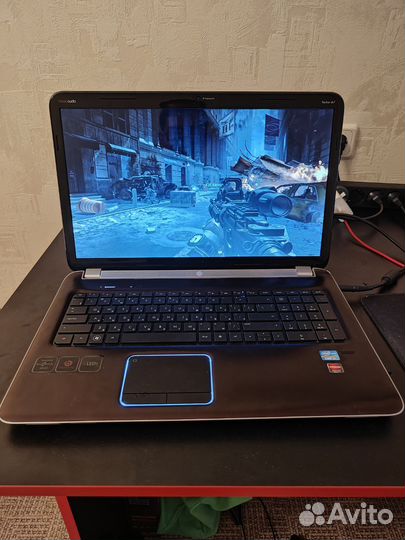 Огромный, металлический, игровой ноутбук HP видео