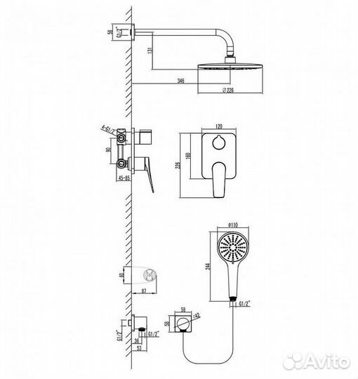 Душевая система Lemark Bronx LM3729BL Черная