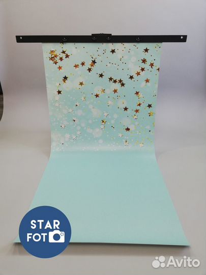 Фон гибкий 50*100см F16 бирюза звезды