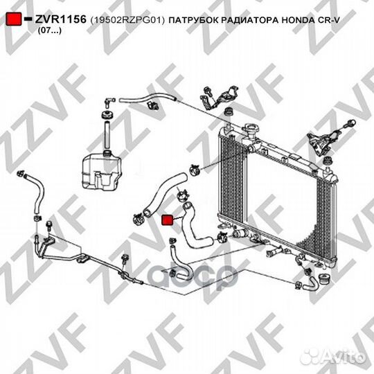 Патрубок радиатора honda CR-V (07.) 19502rzpg