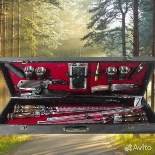 Шашлычный набор подарочный в кейсах шампура