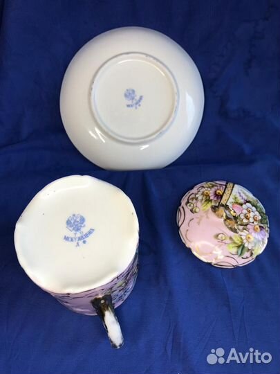 Чайная пара Кузнецов 19 век Шикарная Роспись