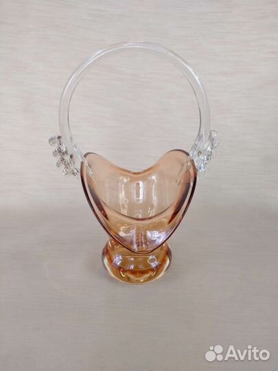 Конфетница Корзинка карамельное стекло