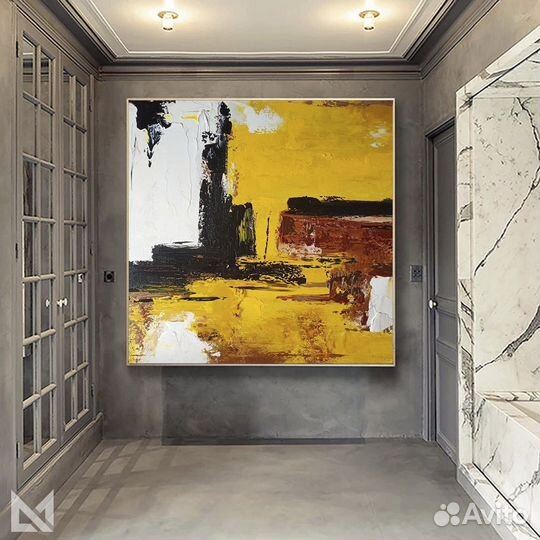 Картина. Абстракция с желтым. Ручная работа