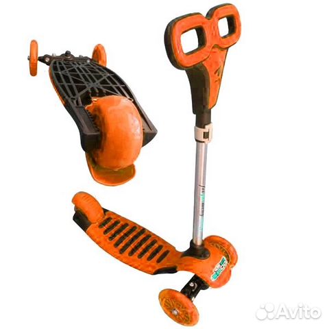 Самокат трехколесный складной F11815 цв. оранжевый