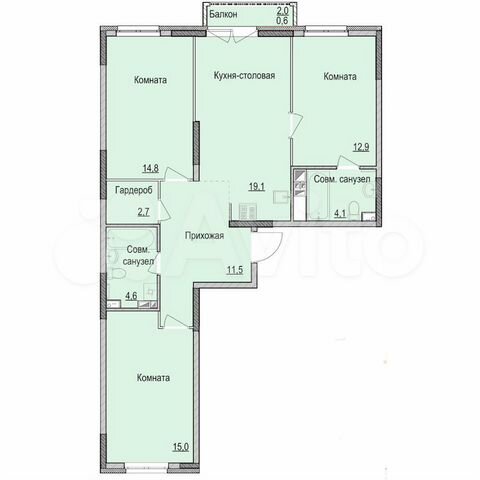 3-к. квартира, 84,7 м², 5/17 эт.