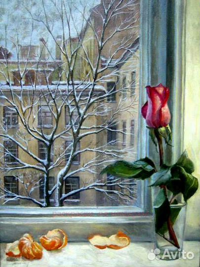 Картина по номерам 40x50 Розочка и мандаринки на о