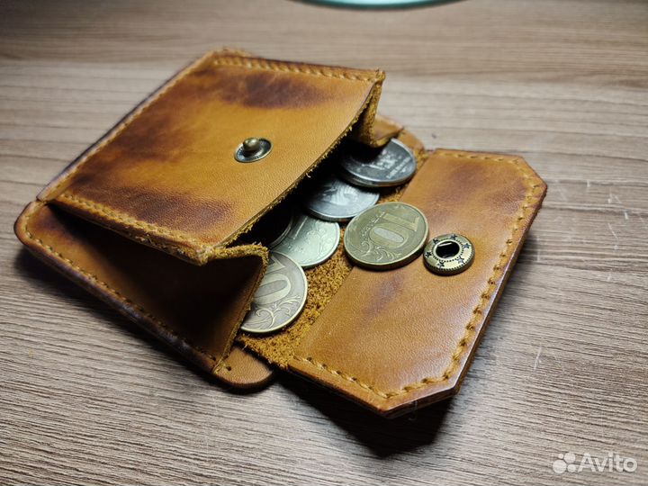 Картхолдер из натуральной кожи с монетницей