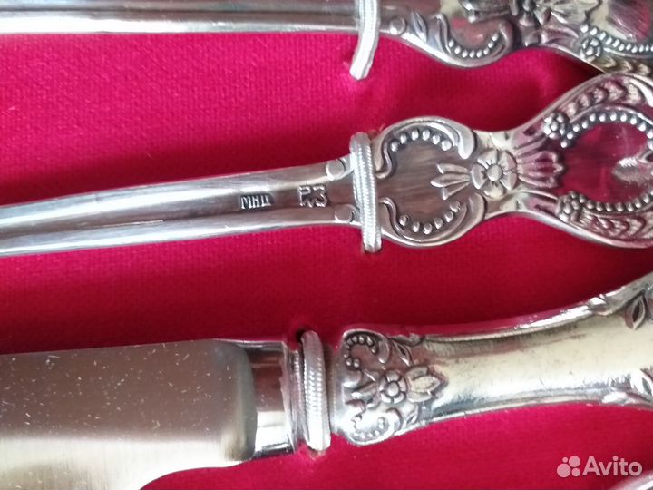 Набор столовых приборов мельхиор уральская роза