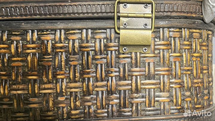 Плетено-деревянный декор-чемодан, винтаж