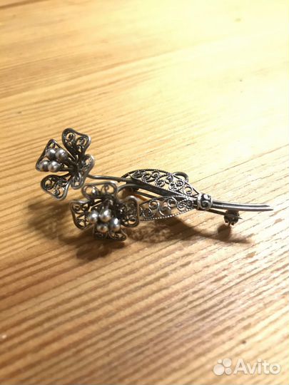 Брошь серебро 935 Европа винтаж старинная