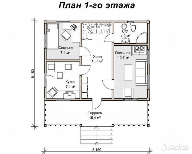 Дачный дом 8х8 с мансардой