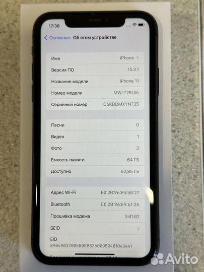 iPhone 11 64gb 85 акб sim+esim