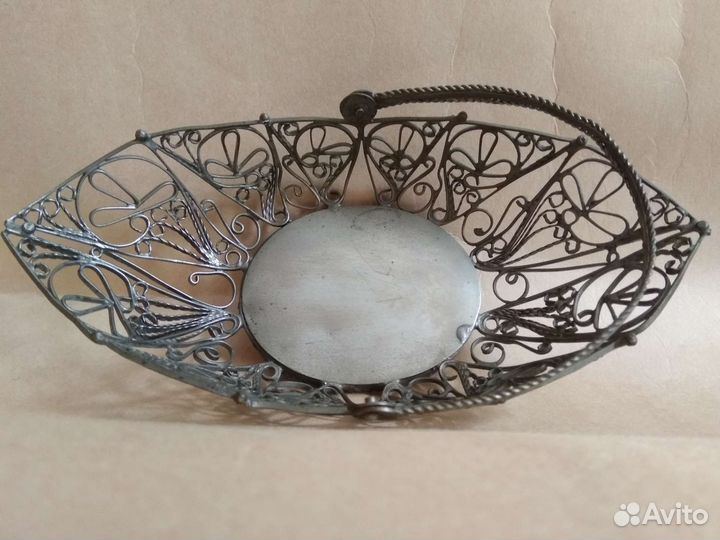 Мельхиоровая конфетница (скань) СССР