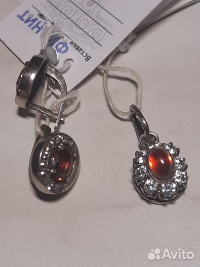 Набор серебро 925 пр. серьги, подвеска