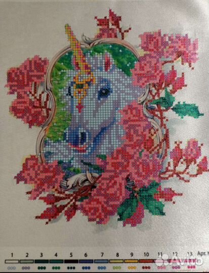 Схема для вышивки бисером Кот Котенок Единорог
