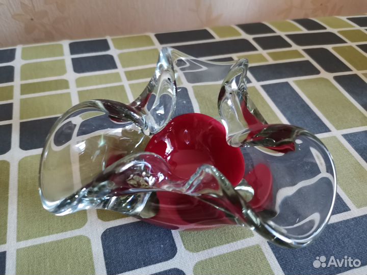 Пепельница. Цветное дутое стекло. СССР Винтаж