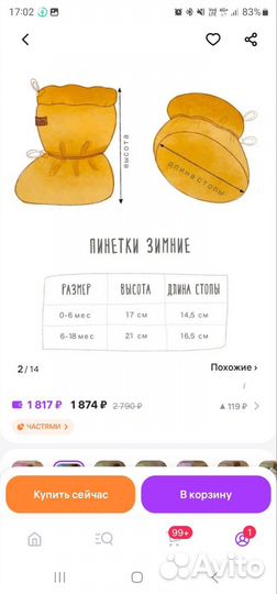 Пинетки зимние