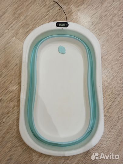 Детская складная ванночка с матрасом и термометром