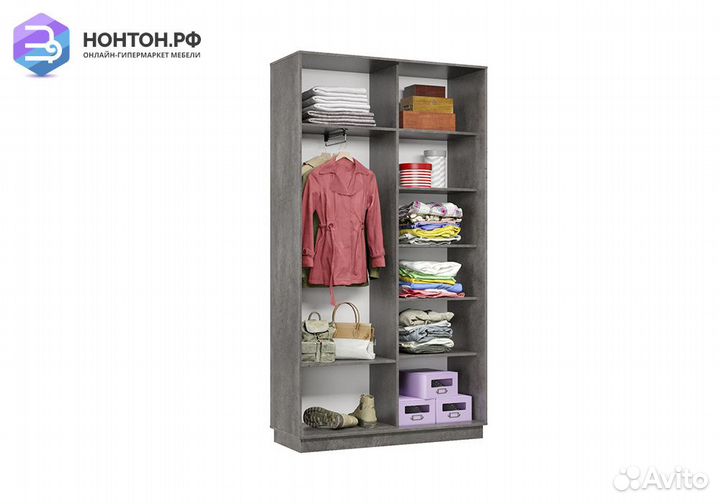 Шкаф-купе двухдверный Проксима мини бетон