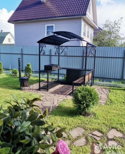 Мангал с печью под казан и крышей