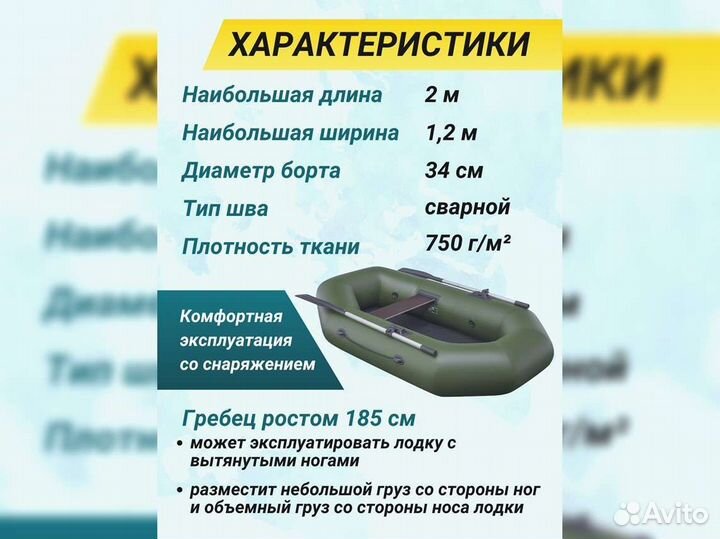 Лодка пвх надувная для рыбалки 200 см urex 200