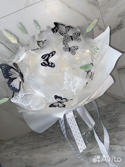 Букет из бабочек, букет ночник, святящийся букет