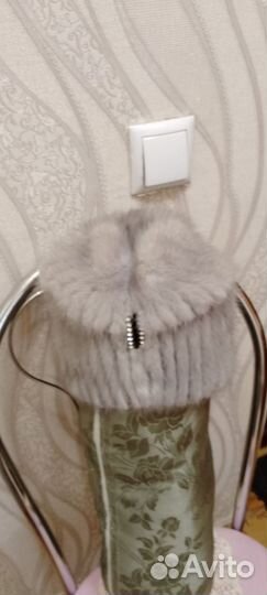 Шапка норковая вязаная