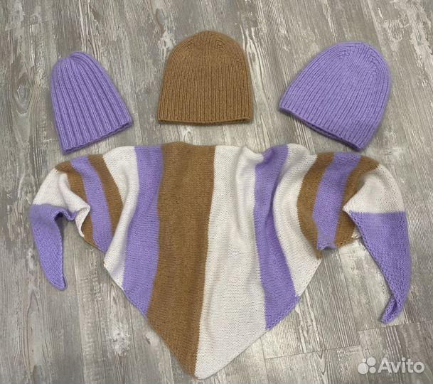 Комплект шапка и бактус из пуха норки