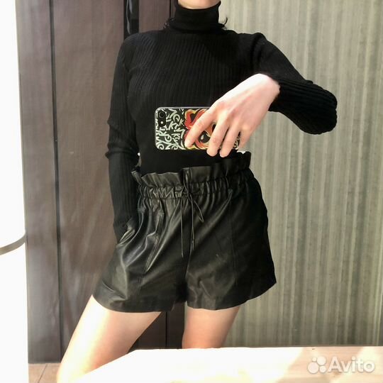 Шорты женские кожаные
