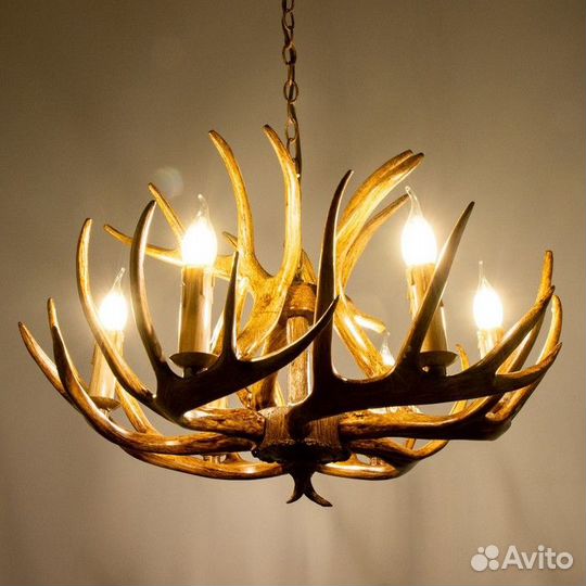 Люстра 'Рога' 6хЕ14 40Вт коричневый 65х65х40-130 с