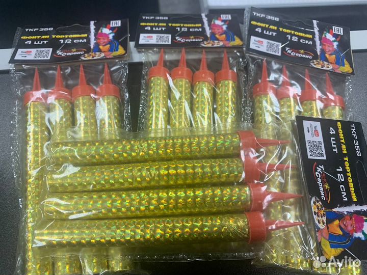 Фонтаны в торт 12 см (4шт), салют, фейерверк