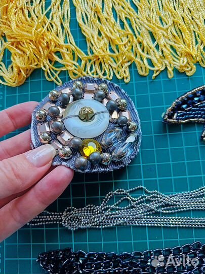 Для рукоделия цепь бисер кабошон