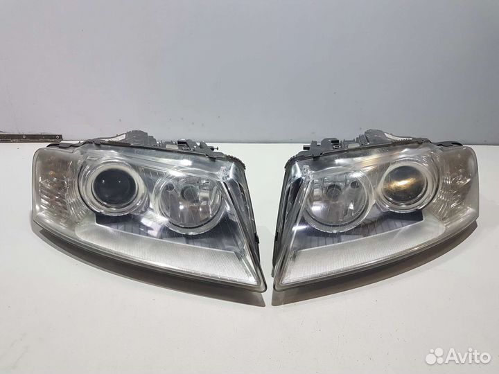 Передние фары рестайлинг пара ауди а8 audi a8