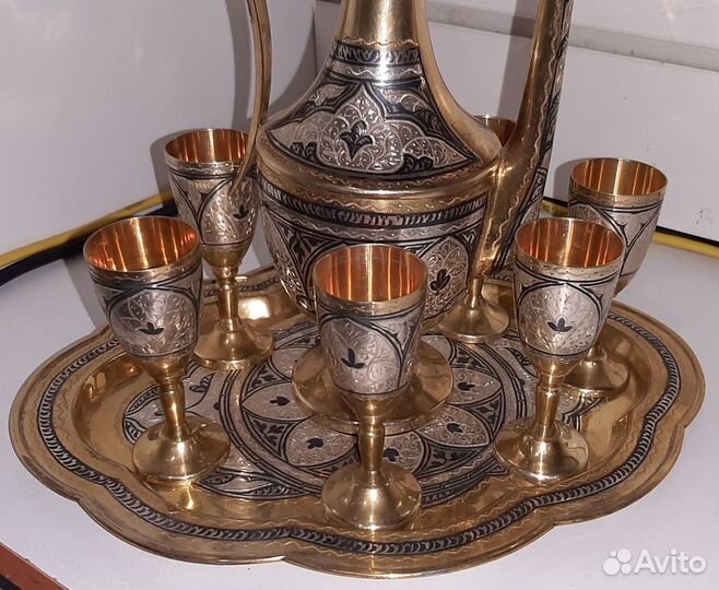 Коньячный набор. Серебро, 875 проба. СССР, 1015 гр