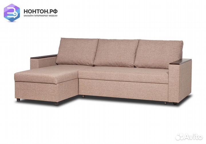 Диван угловой дельфин Тайлер светло-коричневый