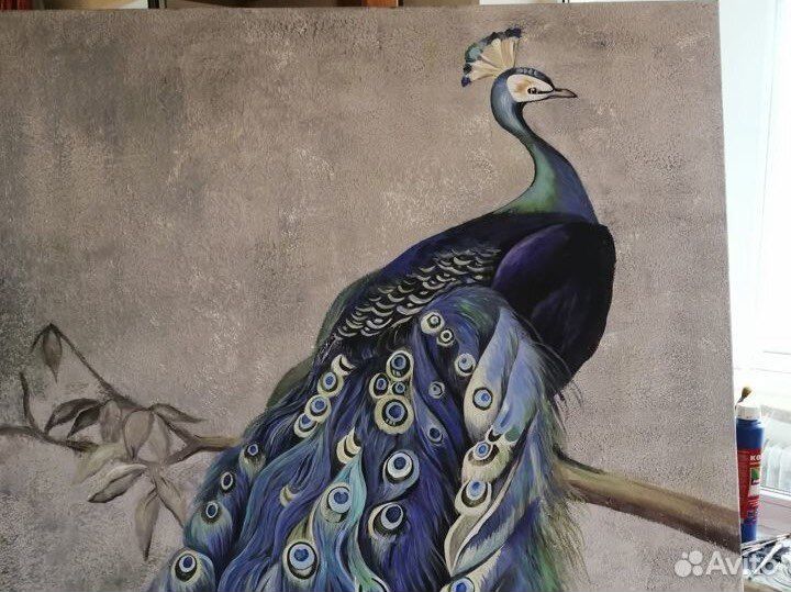 Картина для интерьера Павлин на холсте