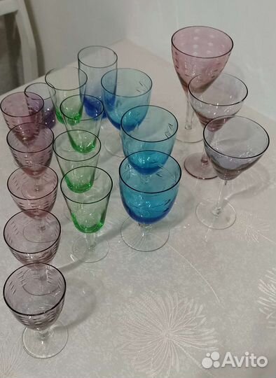Рюмки и фужеры цветное стекло СССР