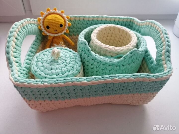 Вязаные корзины из трикотажной пряжи