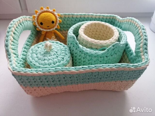 Вязаные корзины из трикотажной пряжи