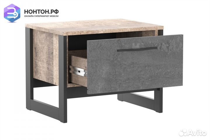 Тумба прикроватная Hugo тип-2 дуб гранж / железный