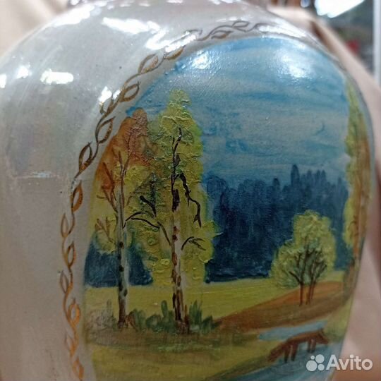 Ваза СССР 36см ручная роспись пейзаж (сзр)