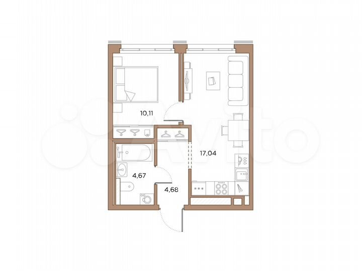 1-к. квартира, 36,5 м², 9/10 эт.