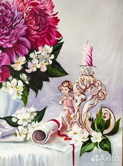 Картина маслом на холсте Пионы