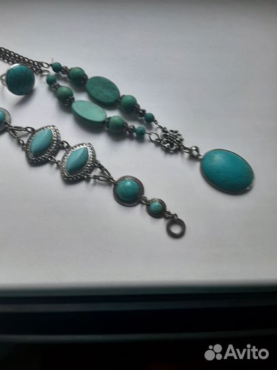 Ожерелье, браслет из бирюзы