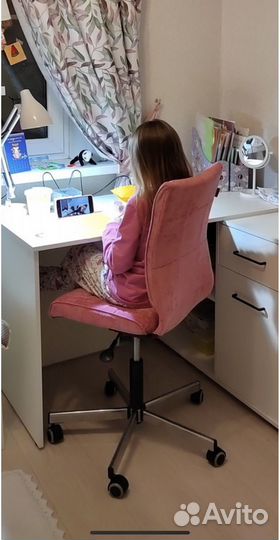 Компьютерный стул кресло розовый для девочек