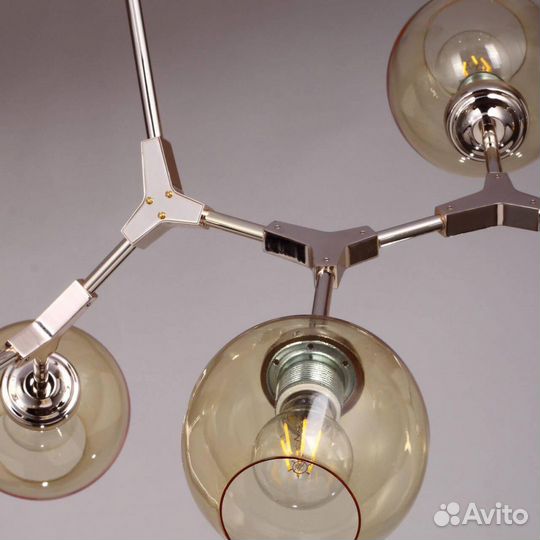 Люстра металл и стекло лофт 8 ламп
